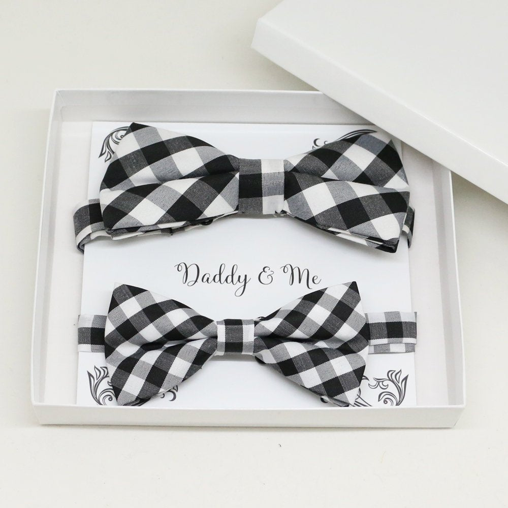 Black white Bow tie set for daddy and son, Daddy me gift set, Grandpa and me, Father son matching, Toddler bow tie, daddy me bow tie gift