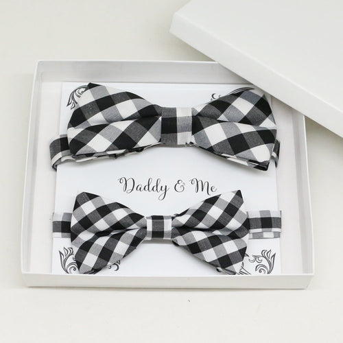 Black white Bow tie set for daddy and son, Daddy me gift set, Grandpa and me, Father son matching, Toddler bow tie, daddy me bow tie gift