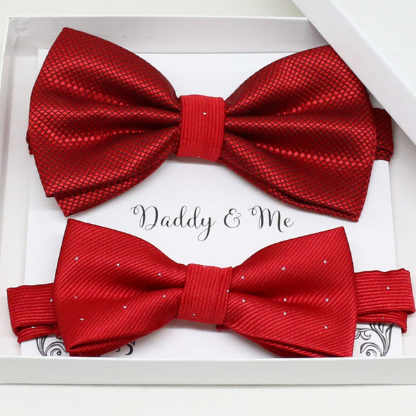 Red Bow tie set for daddy and son, Daddy and me gift set, Grandpa and me, Father son matching, Toddler bow tie, daddy and me bow tie gift