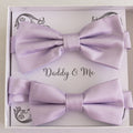 Lilac daddy and me bow tie set in gift box — matching adult and kids handmade pre-tied bow ties