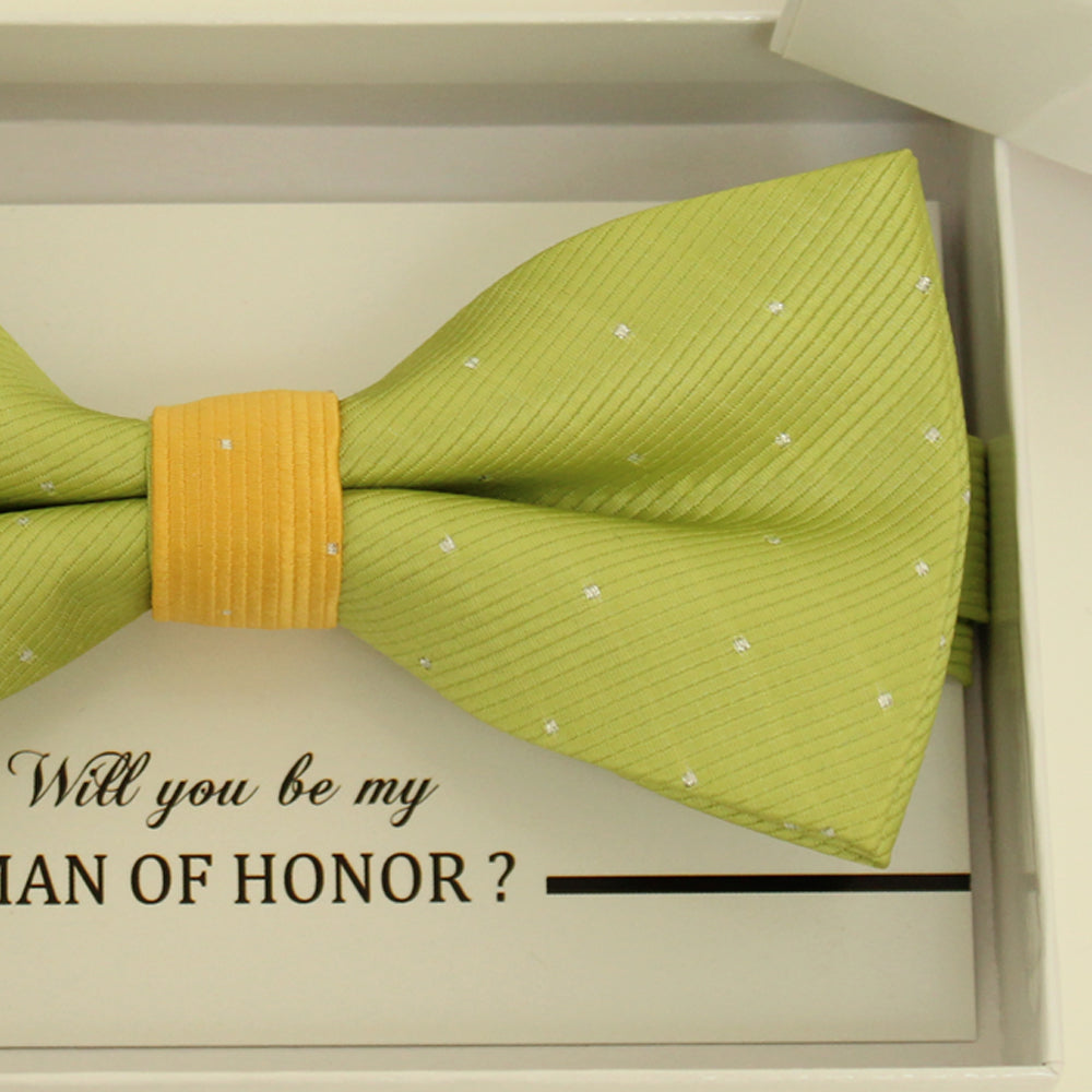 Lime green and yellow bow tie, Best man request gift, Groomsman bow tie, Man of honor gift, Best man bow tie, man of honor, Green bow tie