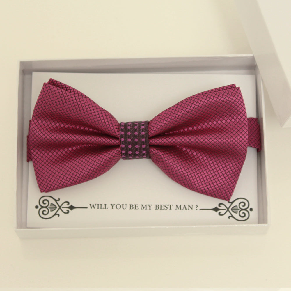 Magenta bow tie, Best man request gift, Groomsman bow, Man of honor gift, Best man bow, best man gift, man of honor request, handmade bow