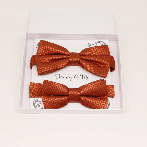 Rust Bow tie set for daddy and son, Daddy me gift set, Grandpa and me, Father son matching bow, Rust bow tie for kids, Rust wedding theme