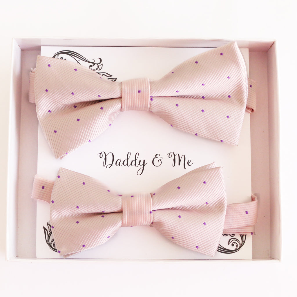 Soft pink Bow tie set Kids Adult bow tie Daddy me Father son match, kids bow Adjustable pre tied, High quality
