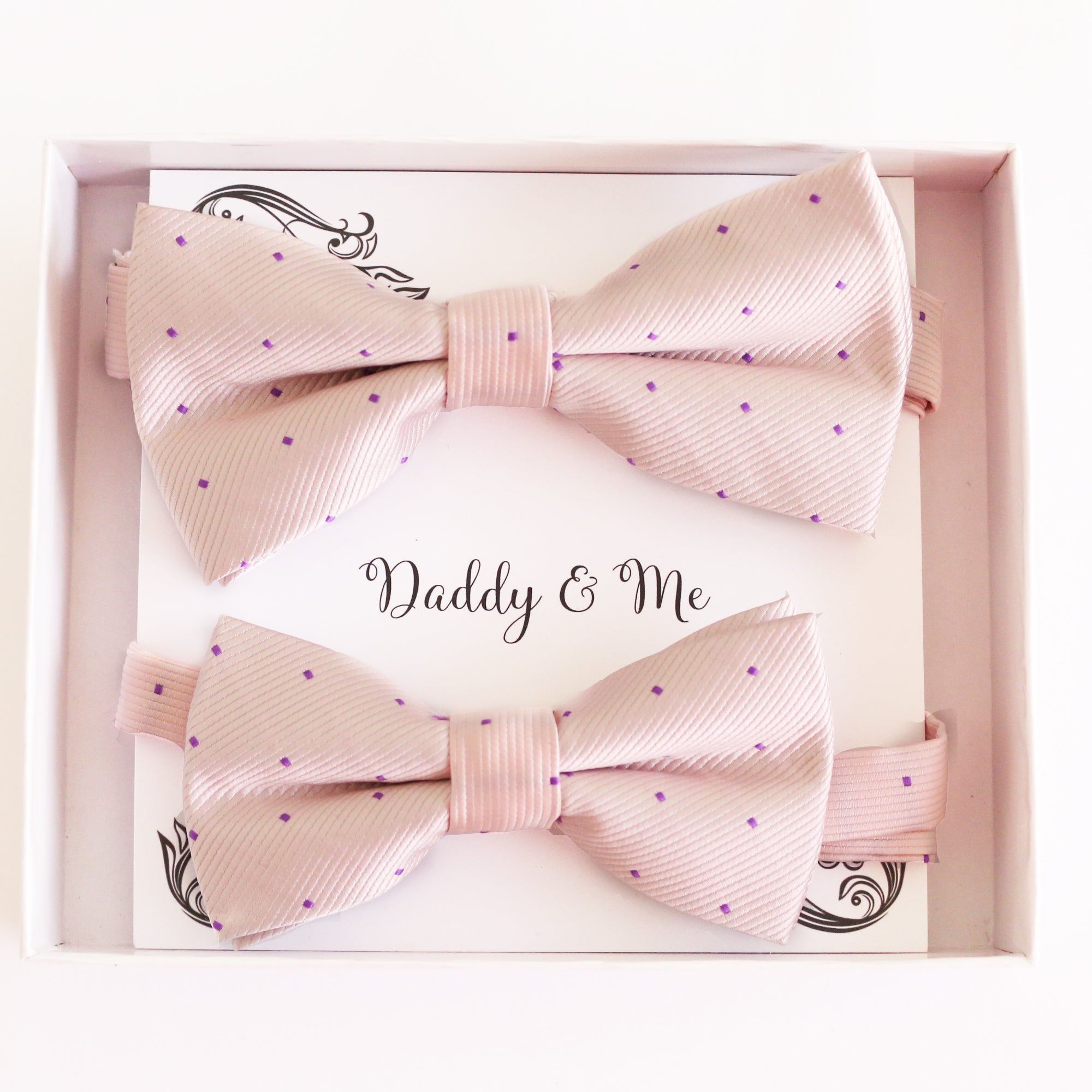 Soft pink Bow tie set Kids Adult bow tie Daddy me Father son match, kids bow Adjustable pre tied, High quality