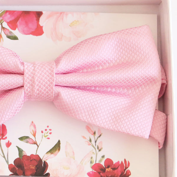 Soft pink bow tie Best man Groomsman Man of honor ring bearer request Birthday gift, Pink Kids adult bow, Adjustable Pre tied