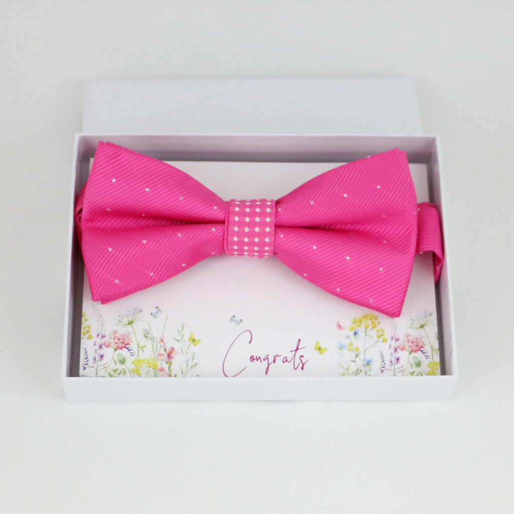 Hot pink bow tie, Best man request gift, Groomsman bow tie, Congrats, Thank you, Best man bow tie, man of honor, Hot pink bow, Birthday gift