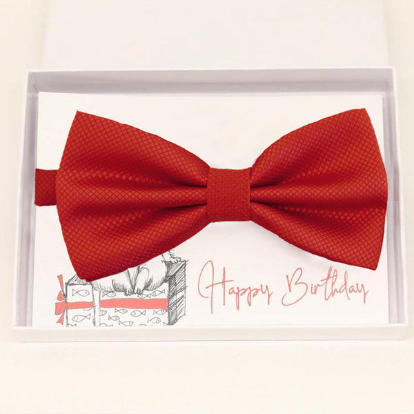 Red bow tie Best man Groomsman Man of honor Ring Bearer bow tie request gift, Kids bow tie, Birthday congrats cards 