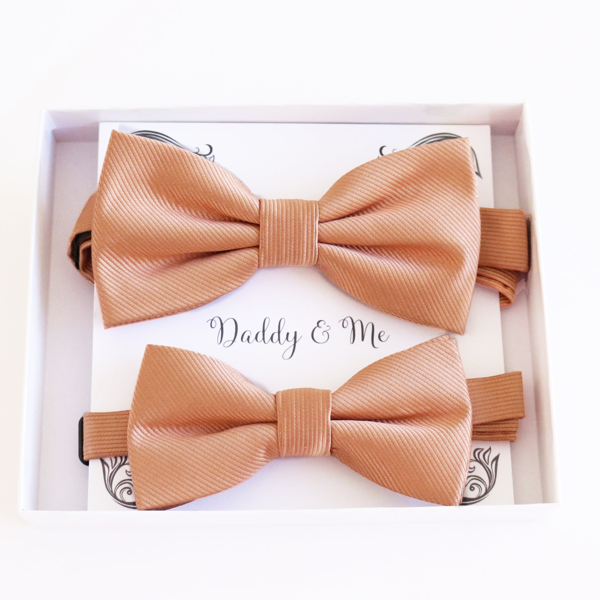 Rose gold Bow tie set daddy son, Grandpa and me, Father son matching, adult kids bow tie, high quality, Adjustable pre tied, Christmas gift