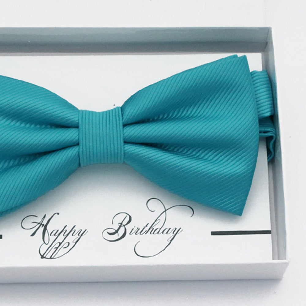 Turquoise blue bow tie Best man Groomsman Man of honor ring bearer request gift, Kids adult bow, Adjustable Pre tied High quality, Birthday Congrats