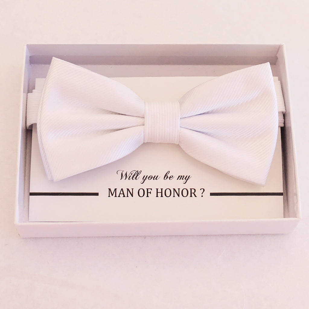 White bow tie, Best man request gift, Groomsman bow tie, Man of honor gift, Best man bow tie, best man gift, man of honor request, thank you