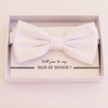 White bow tie, Best man request gift, Groomsman bow tie, Man of honor gift, Best man bow tie, best man gift, man of honor request, thank you