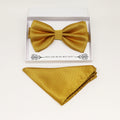 Gold bow tie & Gold Pocket Square, Best man Groomsman Man of honor ring breaer bow, birthday gift, Congrats grad, Gold handkerchief
