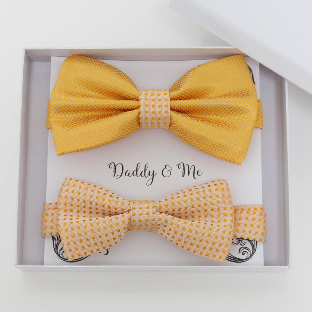 Yellow and pale gold bow tie set for daddy and son, Daddy and me gift set, Grandpa and me, Father son matching, Toddler bow, pale gold bow
