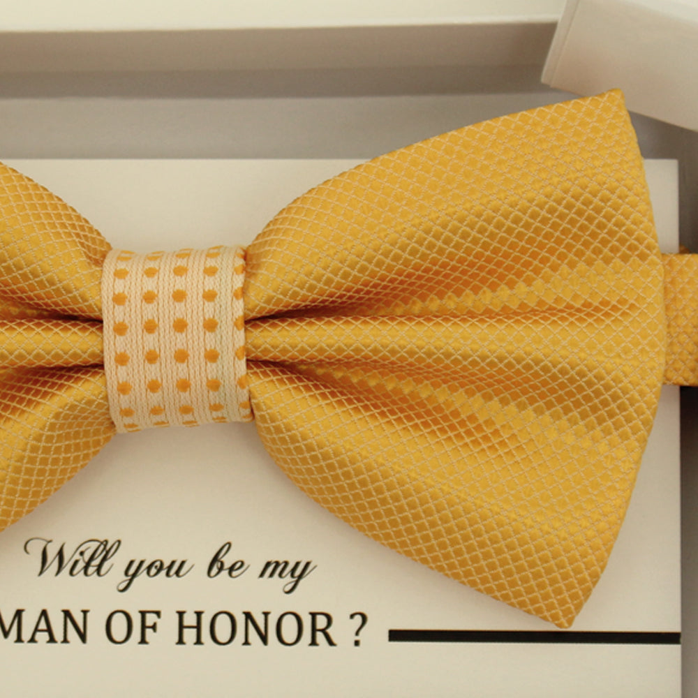 Yellow bow tie, Best man request gift, Groomsman bow tie, Man of honor gift, Best man bow tie, man of honor, Thank you, Yellow bow tie